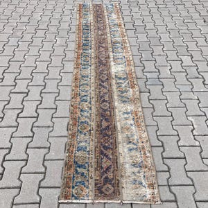 2x10 Patchwork rug, Oushak Wool rug, 2x10 runner rug, Turkish rug, Vintage rug, Hallway rug, 2x10 Brown rug, Boho rug, Kitchen rug, 2.1x10ft