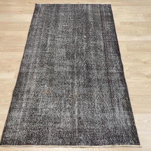 3.6x6.6 ft, Vintage rug, Overdyed Black rug, Turkish rug, Oushak rug, Area rug, Faded rug, Boho Wool rug, Distressed rug, Living room rug