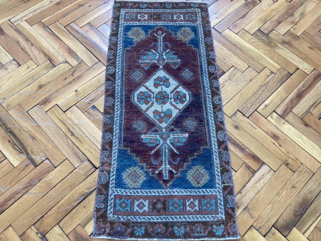 1.5x3.4ft, Small Purple Rug, Turkish Mini Rug, Vintage Rug