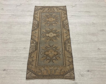 2x4 Vintage rug, 2x4 Turkish rug, 2x4 Brown rug, Small rug, Wool rug, Neutral rug, Pastel rug, Doormat rug, Oushak rug, Kitchen rug, 2x4.3ft