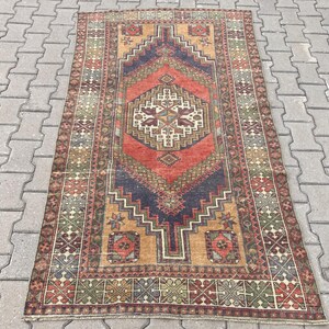 4x7 Turkish rug, Vintage rug, 4x7 Area rug, Anatolian rug, 4x7 Red rug, Oriental rug, Oushak rug, Bohemian rug, Dining room rug, 3.8x6.8ft
