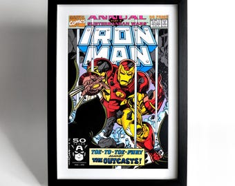 Arte emoldurada da revista em quadrinhos do Homem de Ferro - Edição Anual de 1991, nº 12
