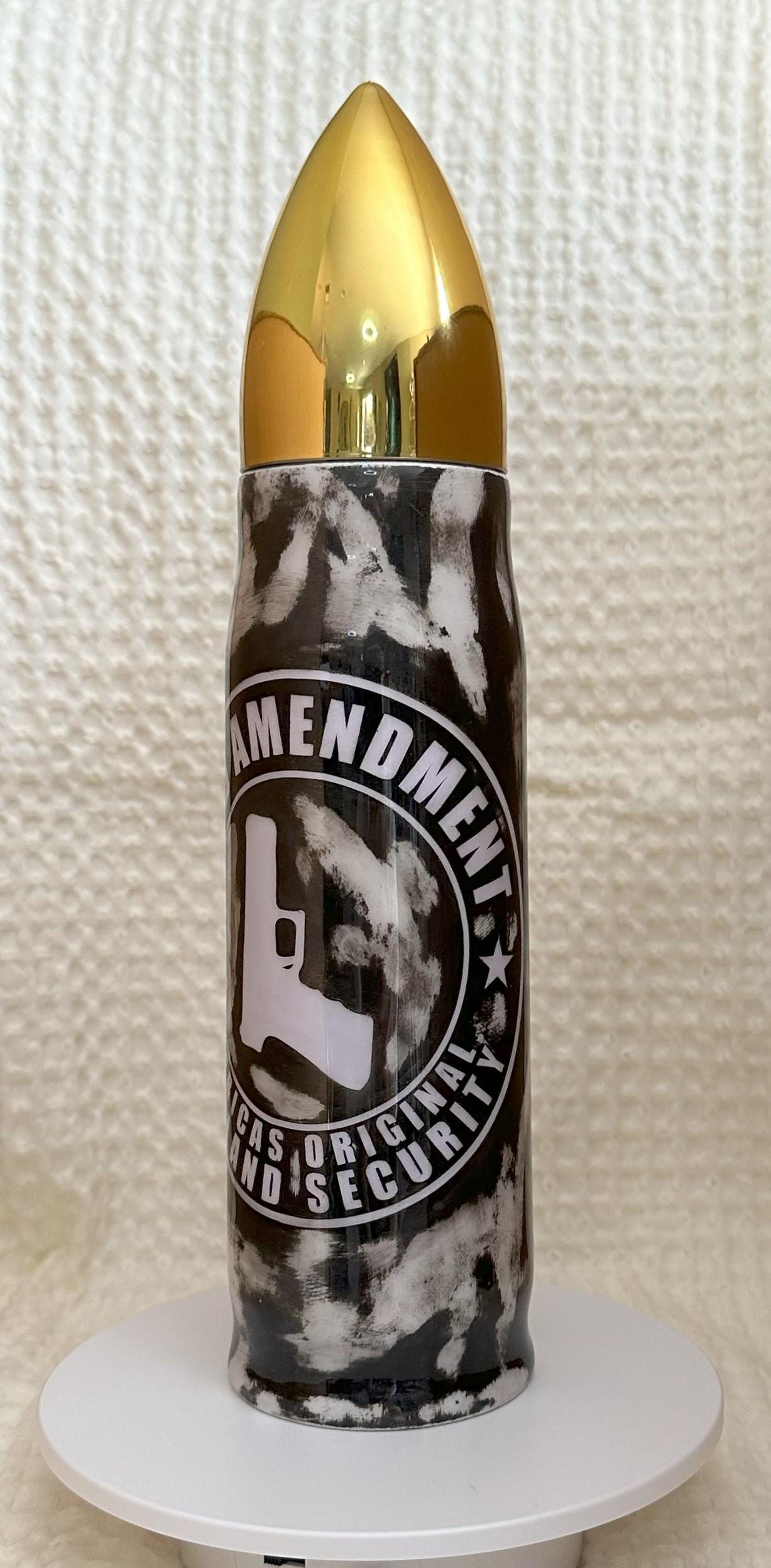 Bullet shaped tumbler | 2ND AMENDMENT THERMOS  16 OZ Tumbler | Great Gift for Him |  Second Amendment distress thermos tumbler
