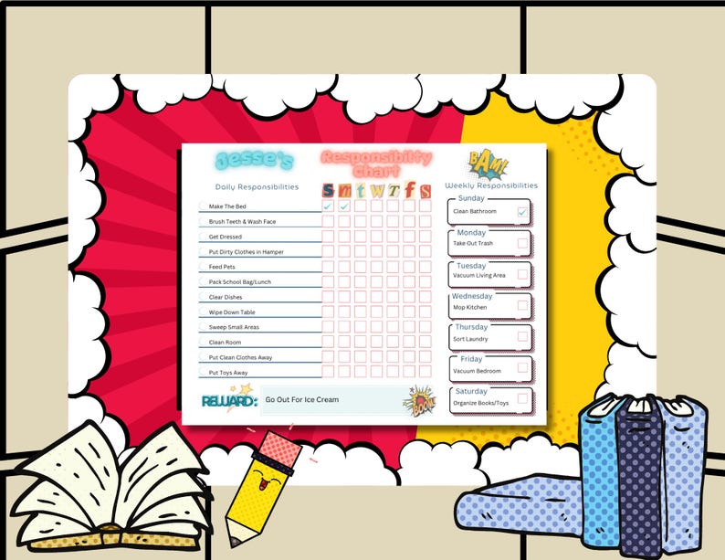 Superhero Kids Responsibility Chart | Daily & Weekly Chores ...