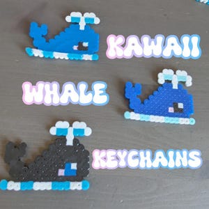 Kawaii Whale Perler Bead Keychain - Cute Animal Gifts for Ocean Lovers