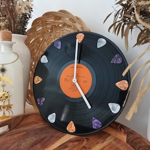Record Vinyl Clock with Guitar Picks - CUSTOM - Music Lover - Man Cave