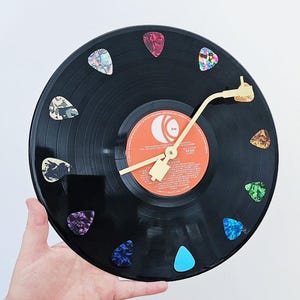 Record Vinyl Clock with Guitar Picks - CUSTOM - Music Lover - Man Cave