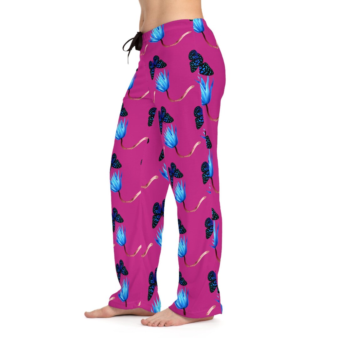 Pink Butterfly Blossom Women & Pajama Pants Cozy Sleepwear for ...