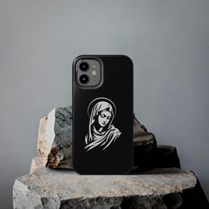 Elegante Jungfrau Maria Handyhülle, robuste Handyhülle zum Schutz, stilvolles Handyzubehör, einzigartiges Geschenk für Christen, religiöse Tech Ausrüstung