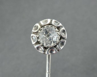 Victorian Paste Stick Pin - 1800s, Paste, Silver, Tie Pin, Lapel Pin