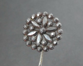 Georgian Cut Steel Stick Pin - Antique, 1800s, Cut Steel Jewellery, Cut Steel Button, Riveted Cut Steel, Steampunk, Gothic, Tie Pin, Lapel