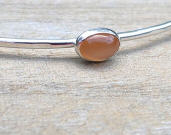 Peach Moonstone Sterling Silver Bangle