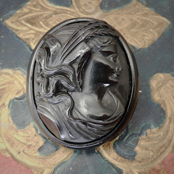 Victorian Whitby Jet Cameo Brooch - Gothic, Mourn… - image 5