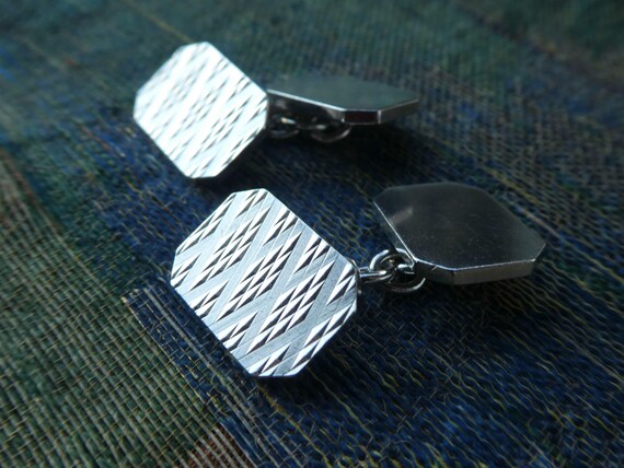 Mid-Century Solid Silver Cufflinks with Bright Cu… - image 14