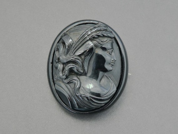 Victorian Whitby Jet Cameo Brooch - Gothic, Mourn… - image 3