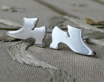 Marie Antoinette's Shoes Sterling Silver Stud Earrings - Historic Fashion, 18th Century Shoes, Antique Shoes, French Revolution