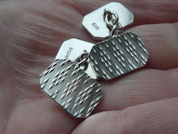 Mid-Century Solid Silver Cufflinks with Bright Cu… - image 7