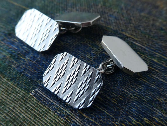 Mid-Century Solid Silver Cufflinks with Bright Cu… - image 10