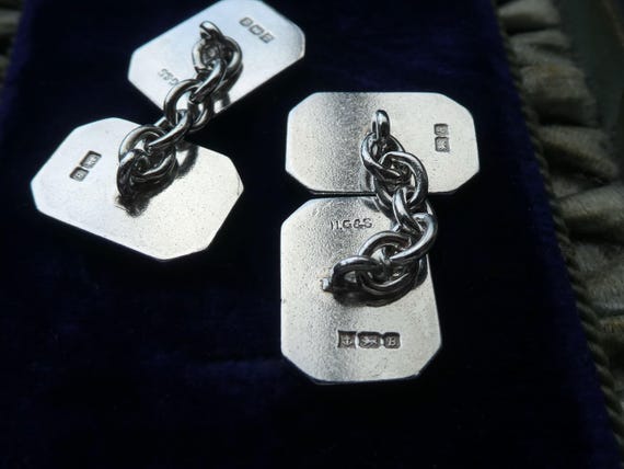 Mid-Century Solid Silver Cufflinks with Bright Cu… - image 5