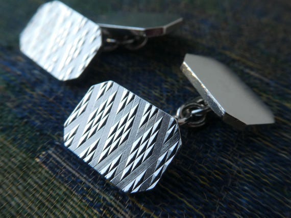 Mid-Century Solid Silver Cufflinks with Bright Cu… - image 15