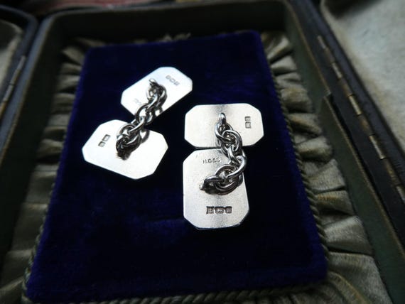 Mid-Century Solid Silver Cufflinks with Bright Cu… - image 4
