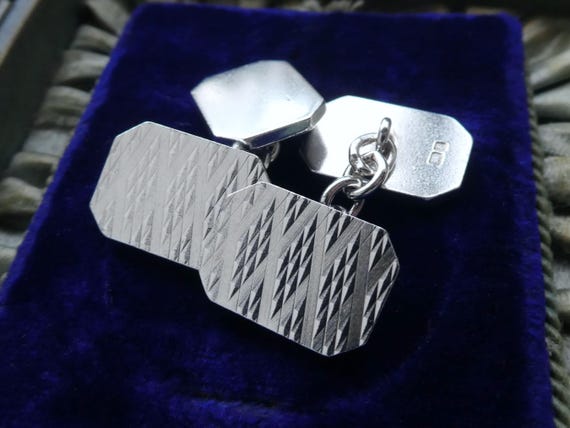 Mid-Century Solid Silver Cufflinks with Bright Cu… - image 12