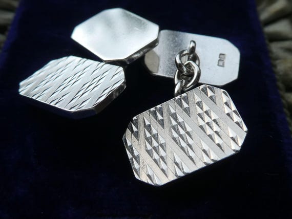 Mid-Century Solid Silver Cufflinks with Bright Cu… - image 9