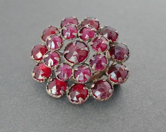 Antique Bohemian Garnet Lace Pin Brooch - early 1900s, Rose Cut Garnet, Garnet Brooch, Victorian, Edwardian, January Birthstone