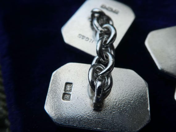 Mid-Century Solid Silver Cufflinks with Bright Cu… - image 6