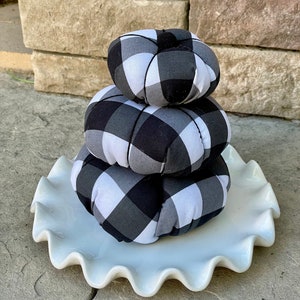 Buffalo Plaid Decorative Fabric Pumpkin Trio