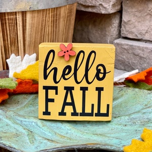 Hello Fall Decorative Wooden Block