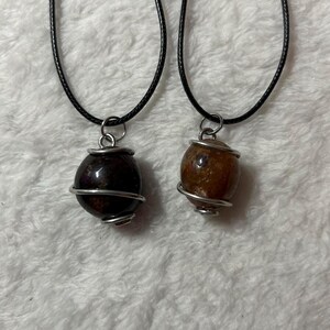 Wire Wrapped Fire Quartz and Golden Healer Necklaces