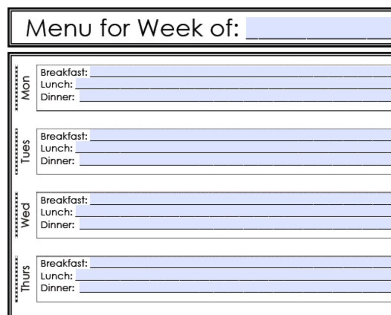 INSTANT DOWNLOAD Meal Menu Planning Binder Printable PDFs 14 | Etsy