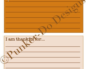 I am thankful for... Printable and Editable - Thanksgiving Cards - NEW Tradition - Instant Download