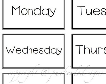 Learning FUN - Days of the Week - Flash Cards and PDF Instant Download - by PunkerDo Designs