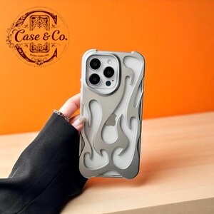 Coque pour portable à motif flammes | Housse mince antichoc | Design doux creux à la mode | Protection mobile élégante | Résistant et tendance
