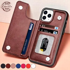 Funda de cuero para teléfono / Diseño de tapa abatible para móvil / Protección para múltiples tarjetas