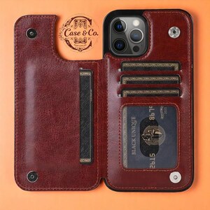 Handytasche aus Leder | Handy Flip Cover Design | Multi-Kartenhalter Schutz | Geschenk für sie | Freund Geschenk | Abschlussgeschenk | Vatertag