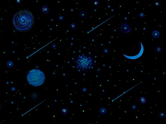 ULTIMATE Deep Space Stars and Planets - Glow in the Dark peel and stick outer space theme kit for bedroom ceiling or walls