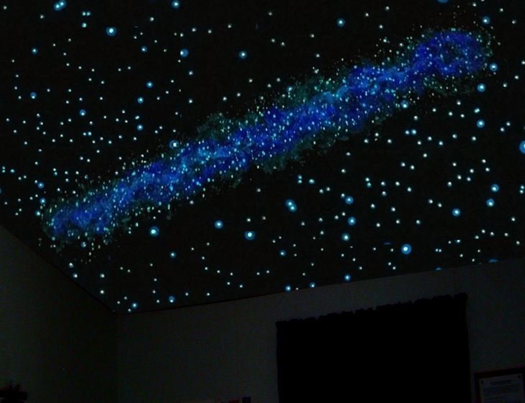 Custom Glow in the Dark Mural Constellations and Milky Way With Lines 1000 Glow  in the Dark Stickers 