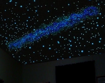 Glow in the Dark 6FT  Milky Way, Add Ceiling Star Decals for the most Realistic Night Sky, Space theme Decal Mural ez peel & stick stars