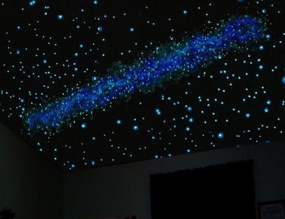 Glow in the Dark 6FT  Milky Way, Add Ceiling Star Decals for the most Realistic Night Sky, Space theme Decal Mural ez peel & stick stars