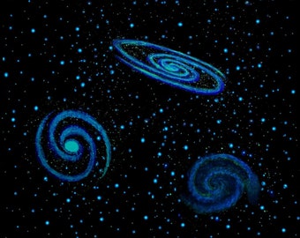 Large Galaxy Decal Collection - Glow in the Dark Galaxies | Add Star kits to create a space theme ceiling or wall
