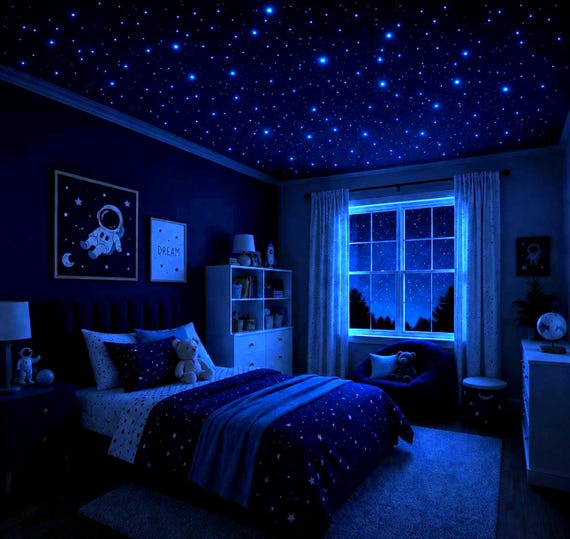 Realistic Glow in the Dark Star Stickers, 600+ Ceiling Stars Kit for Large Rooms, Invisible by Day, Long Lasting Ambient Room Decor DIY