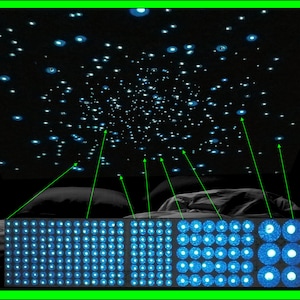 Glow in the Dark Halo Star Stickers for Ceilings and Walls 4 Sizes 3 Colors