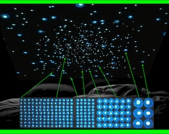 Glow in the Dark Halo Star Stickers for Ceilings and Walls 4 Sizes 3 Colors