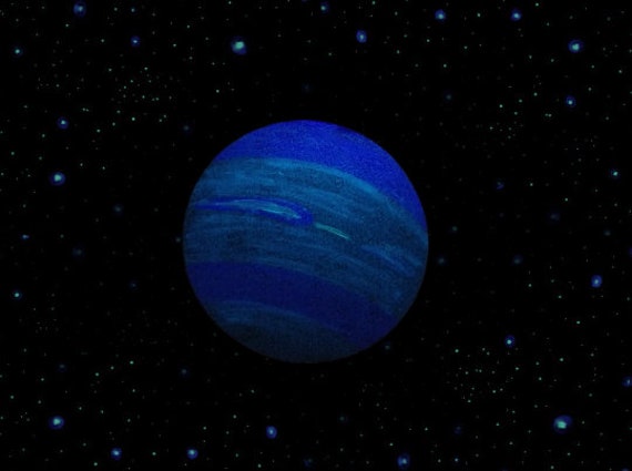 NEPTUNE Planet Decal  10"- Glow in the Dark !!- you can add Stars to build a Realistic deep space wall mural in your bedroom.