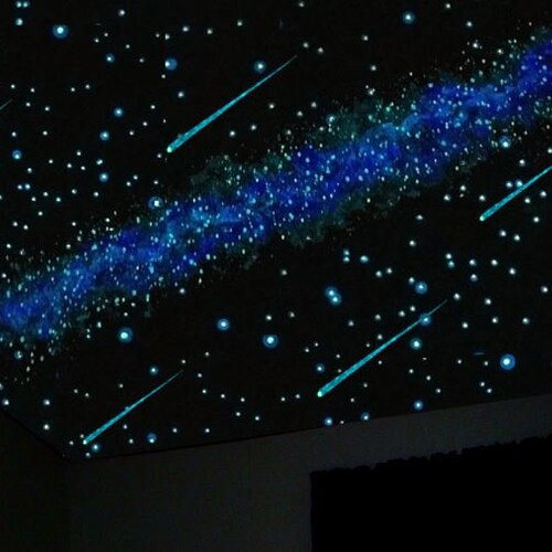 4ft Glow in the Dark Milky Way & Meteor shower set - Glowing Galaxy Decals that bring Outer Space to your bedroom ceiling!