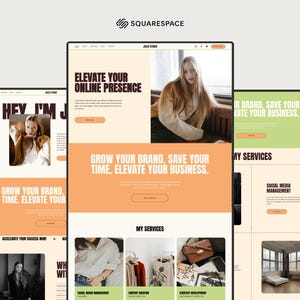 Squarespace 7.1 Website Template for Marketing Agency, Social Media Manager, Digital Creator Website Template, Bold Modern, Trendy Website