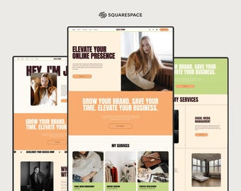 Squarespace 7.1 Website Template for Marketing Agency, Social Media Manager, Digital Creator Website Template, Bold Modern, Trendy Website
